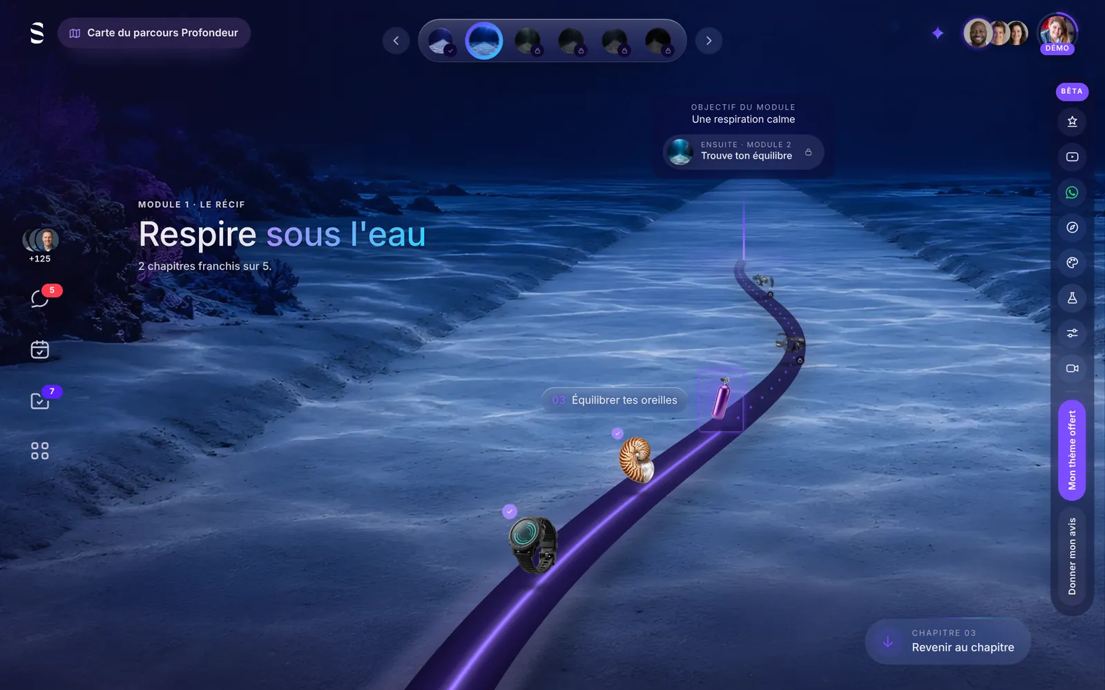 Vu de haut, le chemin descend dans l'eau, et chaque étape franchie s'éclaire.